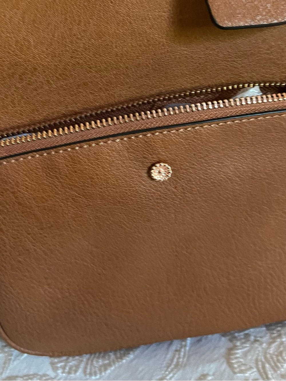 LC Lauren Conrad Brown Faux Leather Heart Charm Backpack - Picture 6 of 10